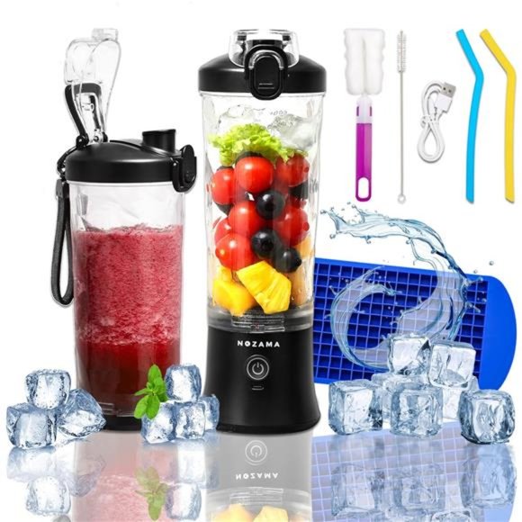 Portable Blender, 20 Oz Cup, Waterproof With Rechargeable USB,  6 Blades (Black) - Picture 1 of 6